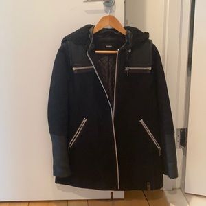 Rudsak black leather and wool jacket